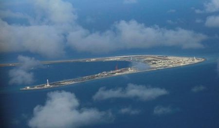 An aerial view of China occupied Subi Reef at Spratly Islands in disputed South China Sea