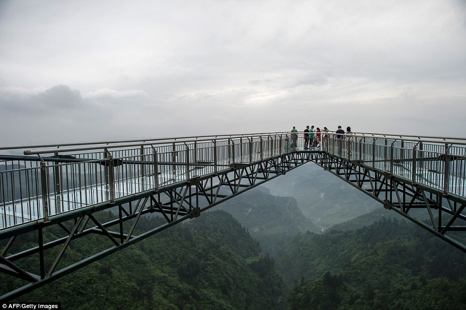 No more than 30 visitors are allowed to stand any one time on the bridge which was opened to the public in April