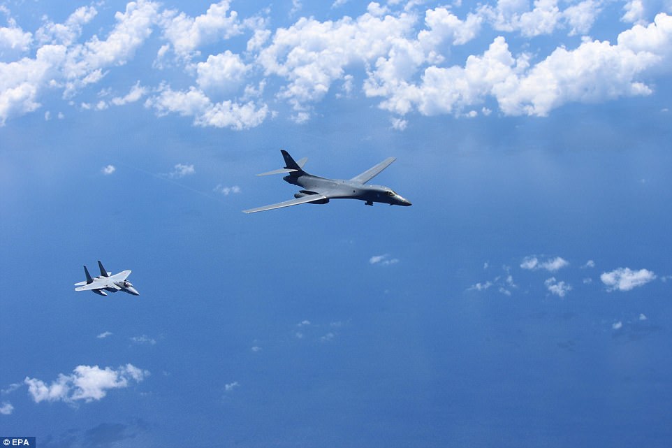 The US aircraft have flown several sorties in East Asia in recent weeks. In addition to air drills with Japanese fighters the bombers have also exercised with South Korean aircraft