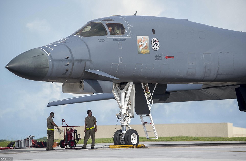 'These training flights with Japan demonstrate the solidarity and resolve we share with our allies to preserve peace and security in the Indo-Asia-Pacific' the US Air Force said