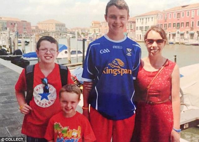 Clodagh Hawe is pictured with sons Niall 11 Ryan six and Liam 13 in Venice. All four were killed by Alan Hawe before he killed himself