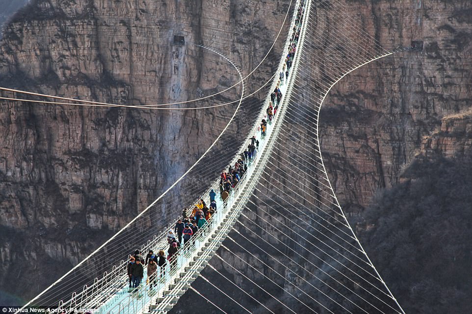 Record-breaking: The spectacular footpath is the longest glass bridge in the world breaking the previous record by 191 feet