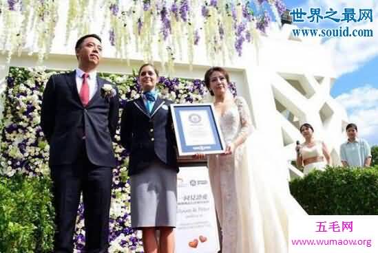 世界上最长新娘头纱，台湾白富美头纱(长6000米)