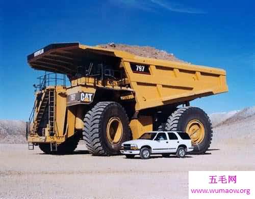 世界上最大的卡车，卡特彼勒797(载重450t)