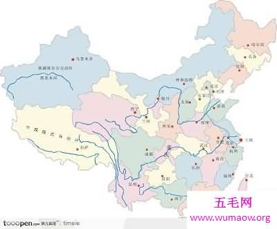 中国最偏远地区的中国省份地图