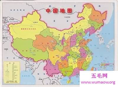 中国最偏远地区的中国省份地图