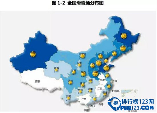 全国滑雪场分布图