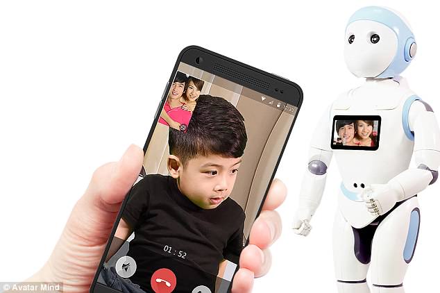 The android offers education and company for lonely children and peace of mind for adults who can remotely talk to and monitor their child through iPal's screen 