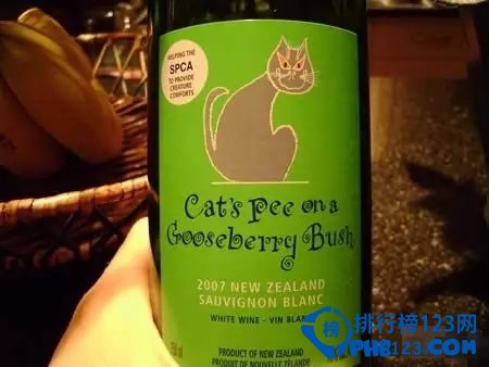 世界十大最奇特葡萄酒品牌：猫尿Cat's Pee on a Gooseberry Bush