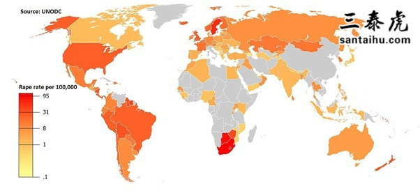 世界地图，最有可能遭遇强奸的地方