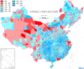 中国各地人口净流入流出示意图